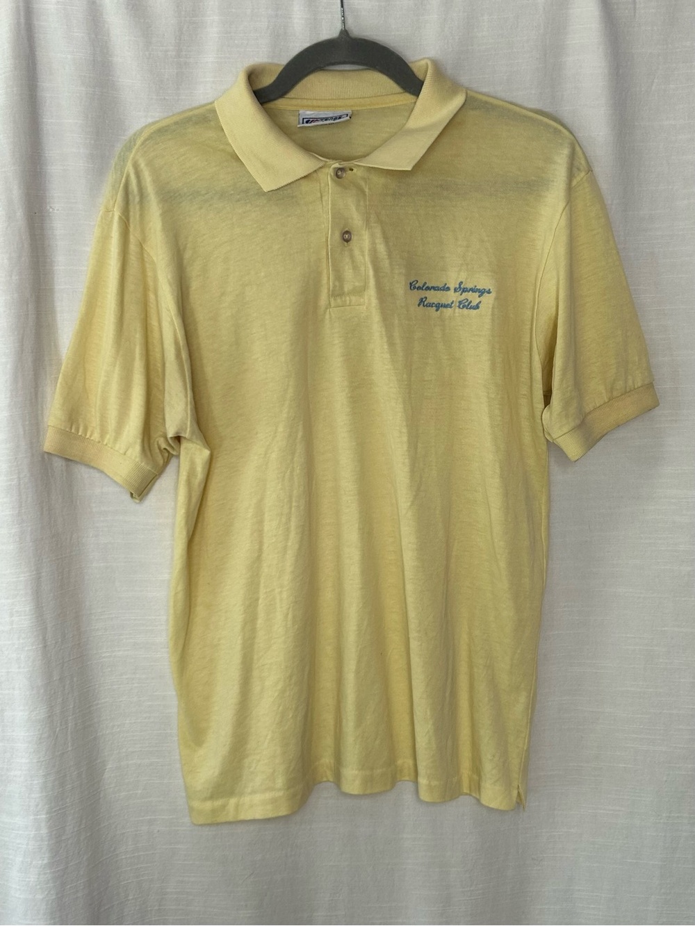 Vintage Hanes Pale Yellow Crystal Springs Country Club‎ Polo Shirt